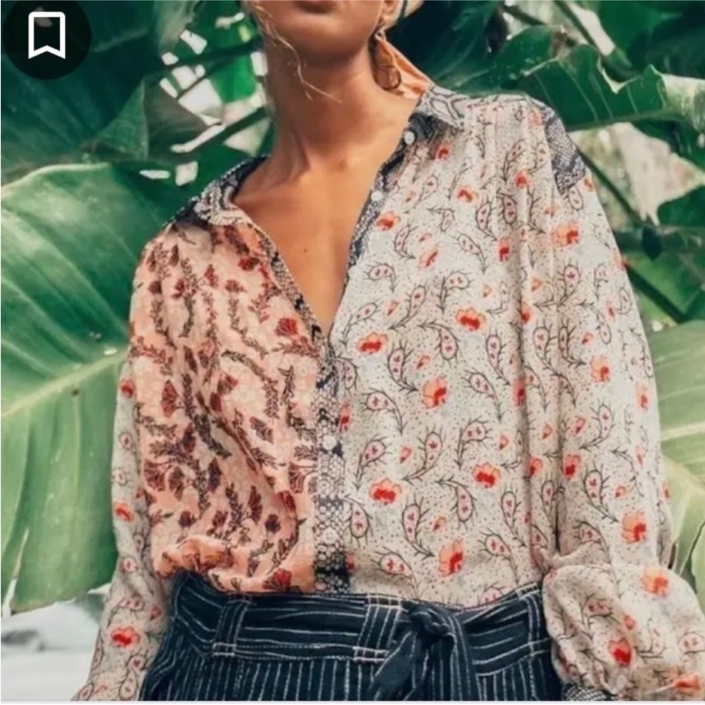Free People Dani Button Up Blouse women’s size medium